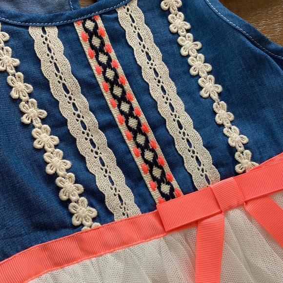 Pink & Violet dress, chambray upper and tulle skirt, size 2T - Picture 3 of 4